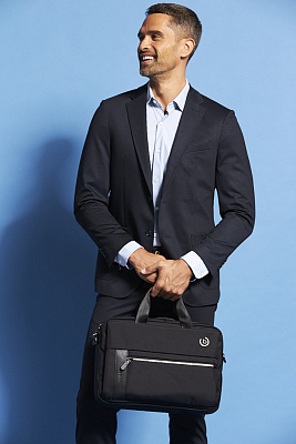 Портфель мужской BUGATTI Nero 15'', чёрный, нейлон 1680D/кожа, 42х10х30 см