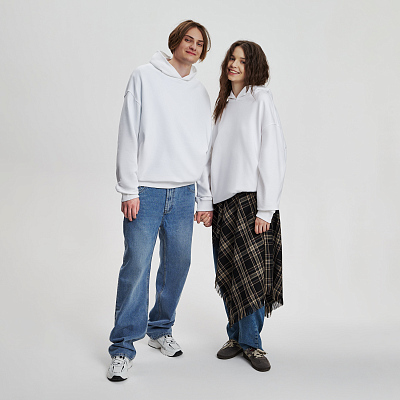 Худи оверсайз унисекс FUSION, белый, размер XS/S