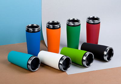 Термостакан "Европа", покрытие soft touch, 0,5 л., синий, фиолетовый