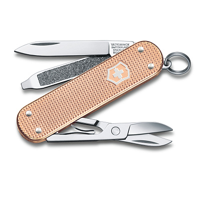 Нож-брелок VICTORINOX Classic SD Alox Colors "Fresh Peach", 58 мм, 5 функций, персиковый (Золотистый)