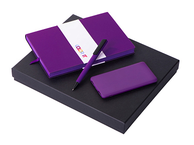 Подарочный набор COLOR IT c блокнотом, ручкой и повербанком, 5000 mAh (Фиолетовый)