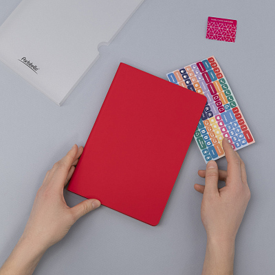 Ежедневник Spark недатированный, красный (с упаковкой, со стикерами)