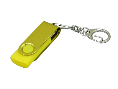 USB 2.0- флешка промо на 16 Гб с поворотным механизмом и однотонным металлическим клипом (Желтый)