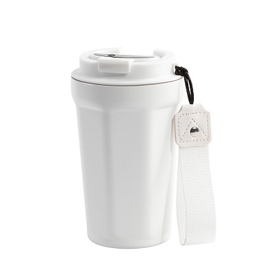 Термостакан "Legend" 390 мл с индикацией температуры, покрытие пудра, черный #  (Белый)