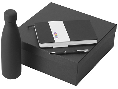 Подарочный набор Color it с блокнотом, металлической ручкой и термобутылкой (Чёрный)