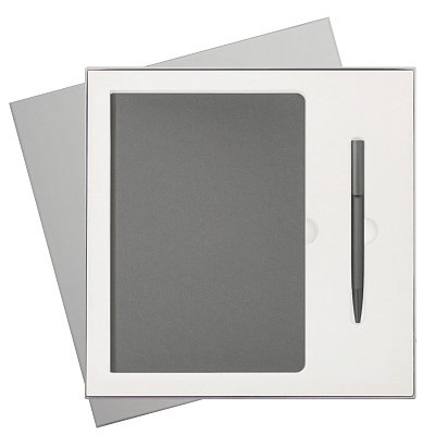 Подарочный набор Moon river, серый (ежедневник, ручка)