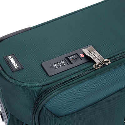 Чемодан TORBER Seyd, тёмно-зелёный, нейлон 600D, 36,5 х 19 х 54 см, 32 л