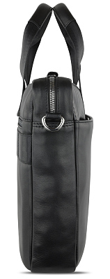 Портфель мужской BUGATTI Comet, чёрный, воловья кожа/полиэстер, 37х6х27 см