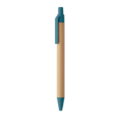 Push button ball pen in bamboo (Синий)