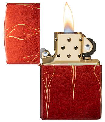 Зажигалка ZIPPO Ombre Flames с покрытием 540 Tumbled Brass, латунь/сталь, разноцветная, 38x13x57 мм