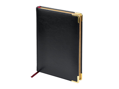 Ежедневник датированный А5 Sidney Nebraska на 2026 год, с золотым срезом и уголками (Чёрный)