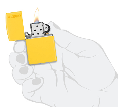Зажигалка ZIPPO Logo с покрытием Sunflower, латунь/сталь, желтая, глянцевая, 38x13x57 мм