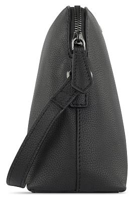 Сумка наплечная женская BUGATTI Bella, чёрная, воловья кожа/полиэстер, 23х8х17 см