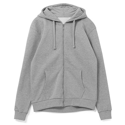 Толстовка на молнии с капюшоном Siverga Heavy 2.0, зеленое яблоко (Серый меланж)