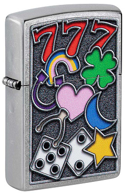 Зажигалка ZIPPO All Luck с покрытием Street Chrome, латунь/сталь, серебристая, 38x13x57 мм (Серебристый)