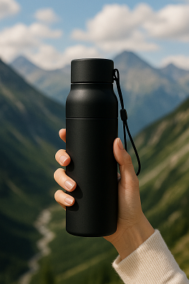 Термобутылка Button Black (черный)