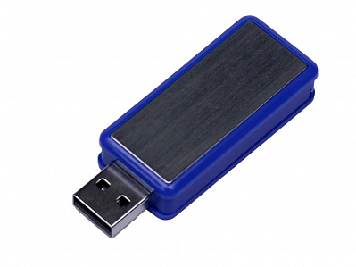 USB 2.0- флешка промо на 64 Гб прямоугольной формы, выдвижной механизм (Синий)