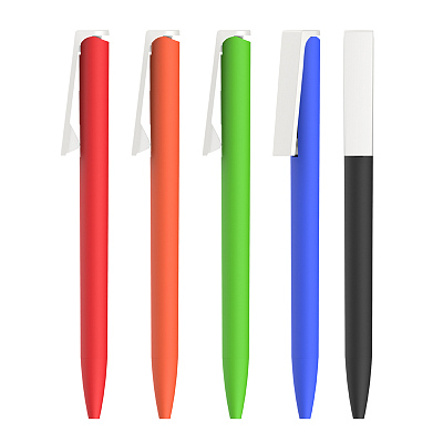 Ручка шариковая "Clive", покрытие soft touch, красный с белым