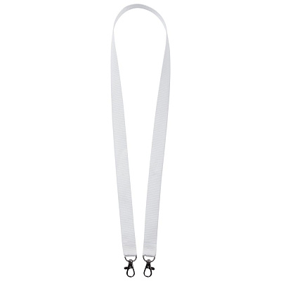 Лента для бейджа с 2 карабинами Carabine Duo, белая (Белый)