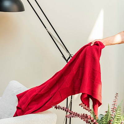 Плед Селла (Cella) вязаный, красный (без подарочной коробки)