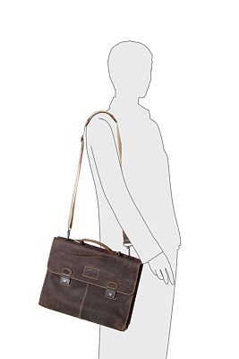 Портфель KLONDIKE Native, натуральная кожа в коричневом цвете, 40 х 11 х 31 см