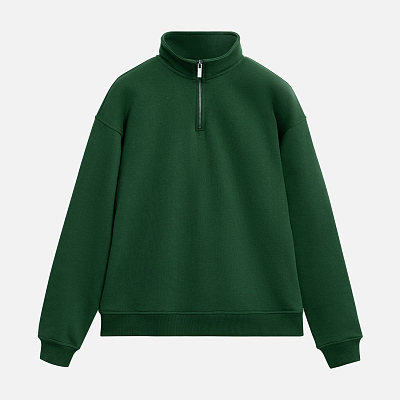 Толстовка на молнии унисекс Флоу (Flow), зеленая, размер XS/S