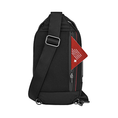 Рюкзак на одно плечо VICTORINOX Architecture Urban2 Sling Bag, черный, полиэстер/кожа, 17x8x28 см, 4 л