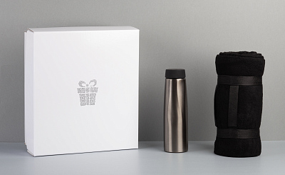 Набор подарочный "Тандем", черный с серебристым