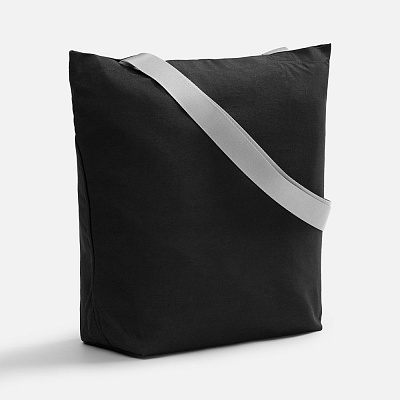 Шопер B5, черный с широкими серыми ручками (Серый)