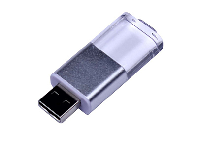 USB 2.0- флешка промо на 16 Гб прямоугольной формы, выдвижной механизм (Белый)