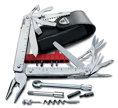 Мультитул VICTORINOX SwissTool X Plus Ratchet, 115 мм, 40 функций, в кожаным чехле