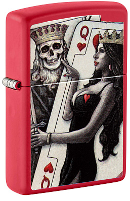 Зажигалка ZIPPO Skull King Queen Beauty с покрытием Red Matte, латунь/сталь, красная, 38x13x57 мм (Красный)