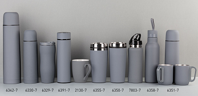 Термостакан "Эльбрус", покрытие soft touch, серый