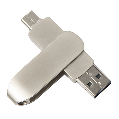 USB flash-карта CIRCLE OTG Type-C (8Гб), серебристая, 6,5х1,5х0,82 см, металл (Серебристый)