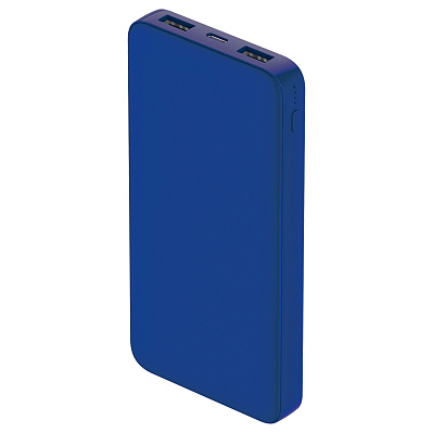Внешний аккумулятор Polus, 10000 Mah, софт-тач покрытие, синий (Синий.)