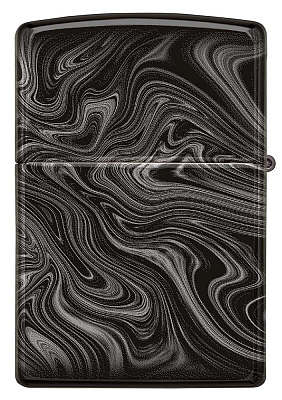 Зажигалка ZIPPO Marble Pattern с покрытием High Polish Black, латунь/сталь, чёрная, 38x13x57 мм