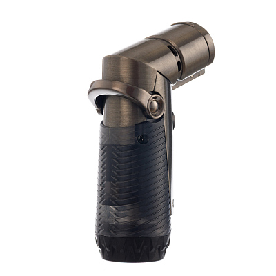 Зажигалка S.Quire газовая для трубок и сигар, турбо, тройное пламя, оружейная сталь, черная