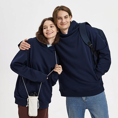 Худи оверсайз унисекс Фьюжн (Fusion), темно-синий