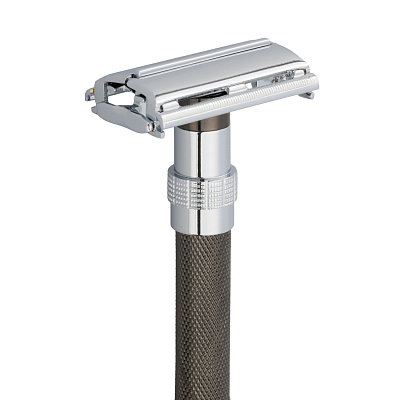 Станок Т-образный для бритья ERBE, нержавеющая сталь, хромированное покрытие, черный цвет, в картонной коробке