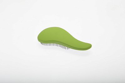 Щетка массажная DEWAL BEAUTY, для легкого расчесывания волос, мини с ручкой  цвет зелено-черный