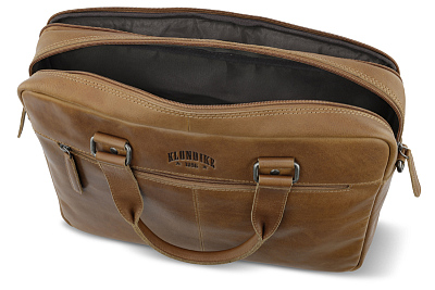 Портфель KLONDIKE GOLD «Brian», натуральная кожа в коньячном цвете, 38,5 х 29 х 9 см