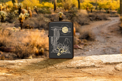 Зажигалка ZIPPO Western с покрытием High Polish Black, латунь/сталь, черная, глянцевая, 38x13x57 мм