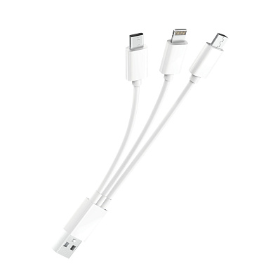 Кабель 3в1 (Micro-USB Lightning Type-C) белый