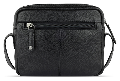 Сумка кросс-боди женская BUGATTI Elsa, чёрная, воловья кожа/полиэстер, 19х5,5х14 см