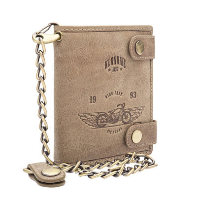 Бумажник KLONDIKE «Tim Bike», натуральная кожа в светло-коричневом цвете, 11,5 х 12,5 х 3 см