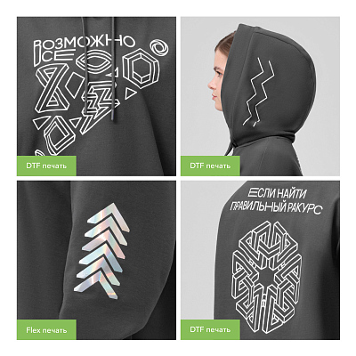 Худи с капюшоном, унисекс ALEX антрацит, размер XXL