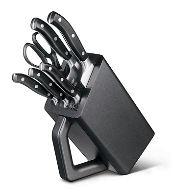 Набор из 6 кованых кухонных приборов VICTORINOX: 5 ножей и ножницы, в антрацитовой подставке из бука (Разноцветный)