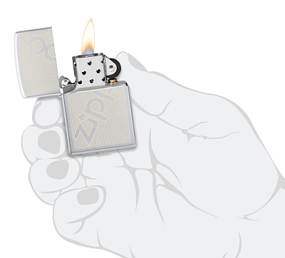 Зажигалка ZIPPO Logo с покрытием Satin Chrome, латунь/сталь, серебристая, матовая, 38x13x57 мм