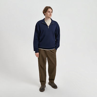 Толстовка на молнии унисекс FLOW, темно-синяя