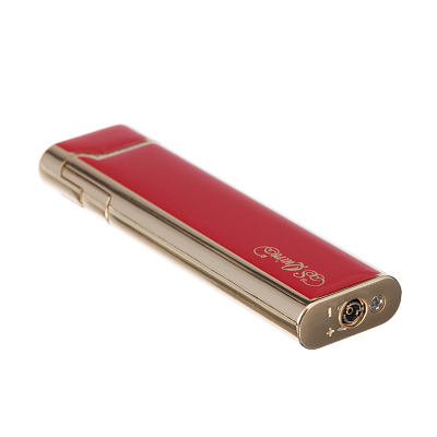 Зажигалка S.Quire газовая кремниевая, красная, золотистая